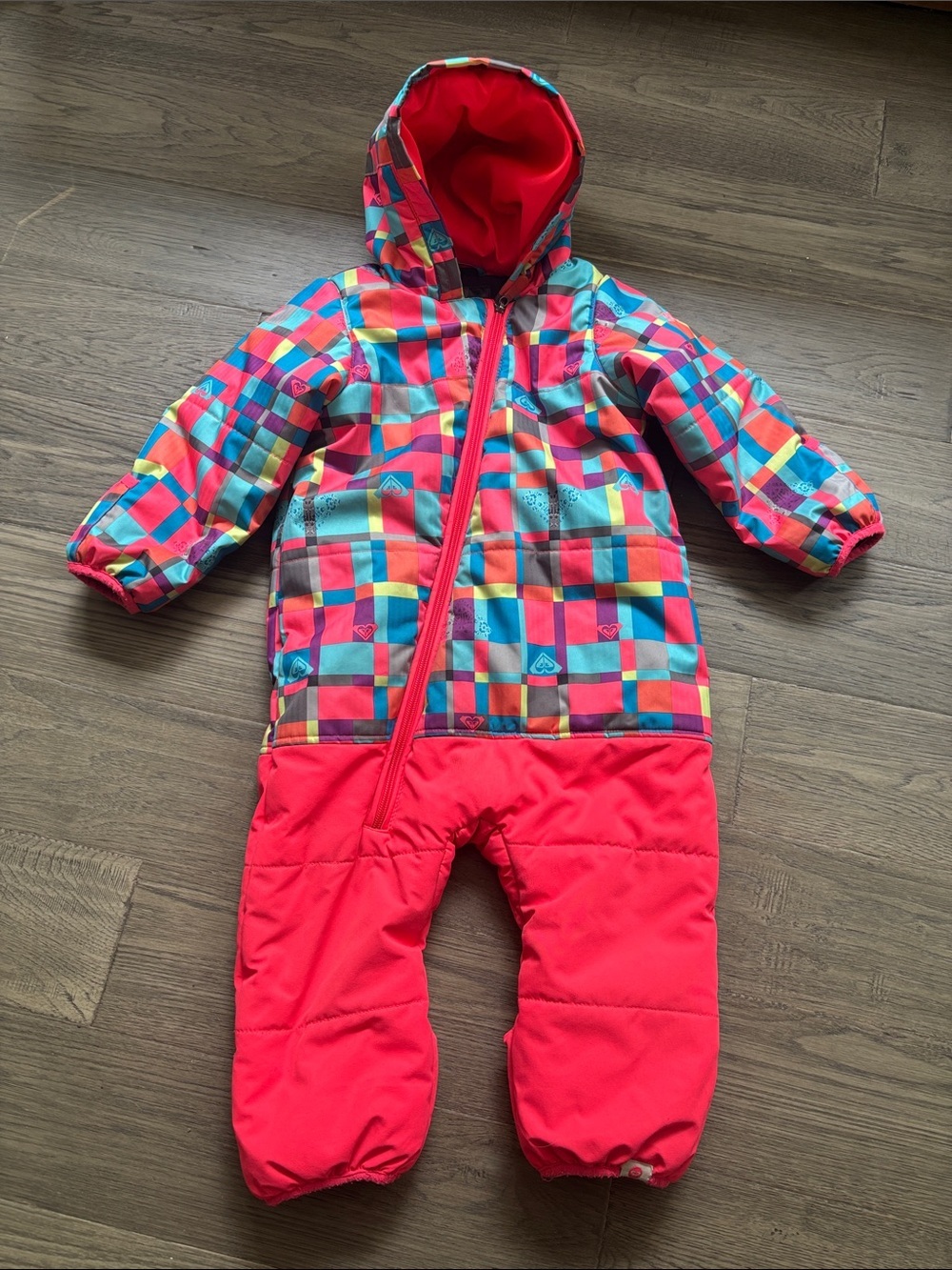 Roxy |Infant/Toddler One Piece Snowsuit Bright Pink Black Interior Size 18Months